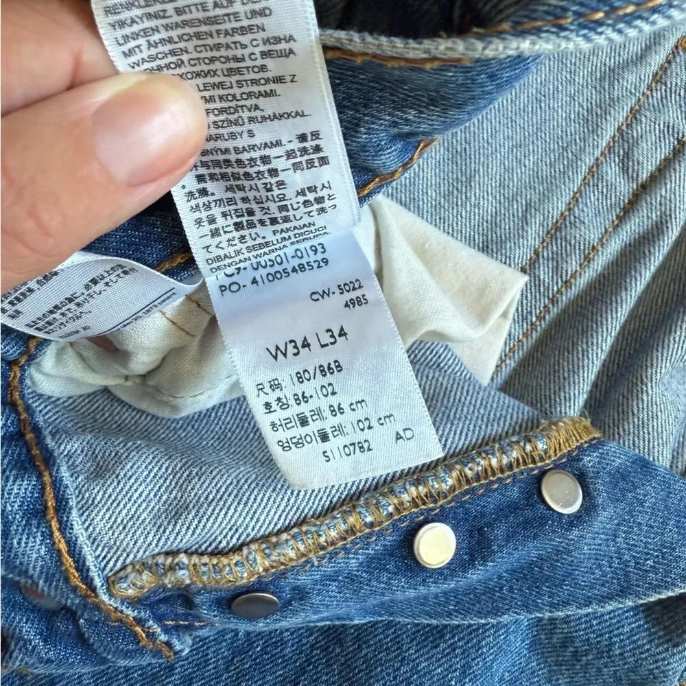 Levi’s 501 34x34 Classic Straight Blue Men's Jeans 100% Cotton Button Fly